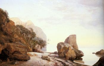 Janus Andreas Bartholin La Cour : Rocks Along the Shore